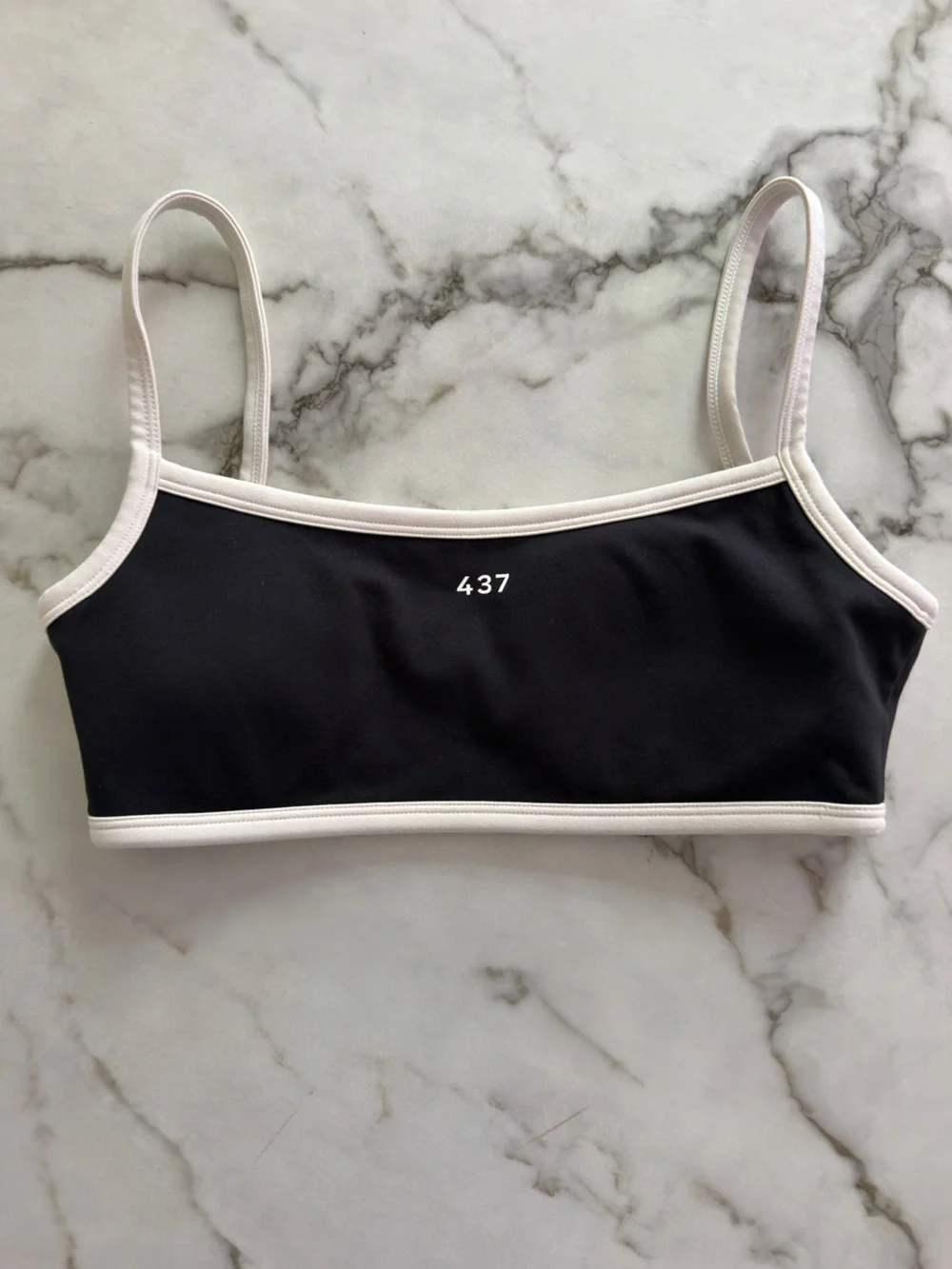 437 Contrast-Trim Black Sports Bra
